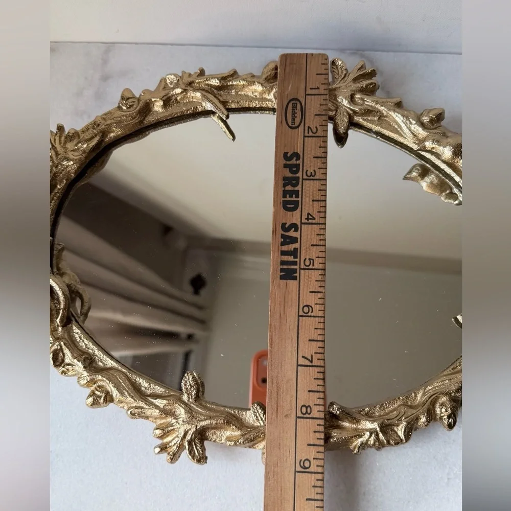Ashland Ornate Gold Floral Oval Mirror Antique Gold Vintage Botanical Mirror